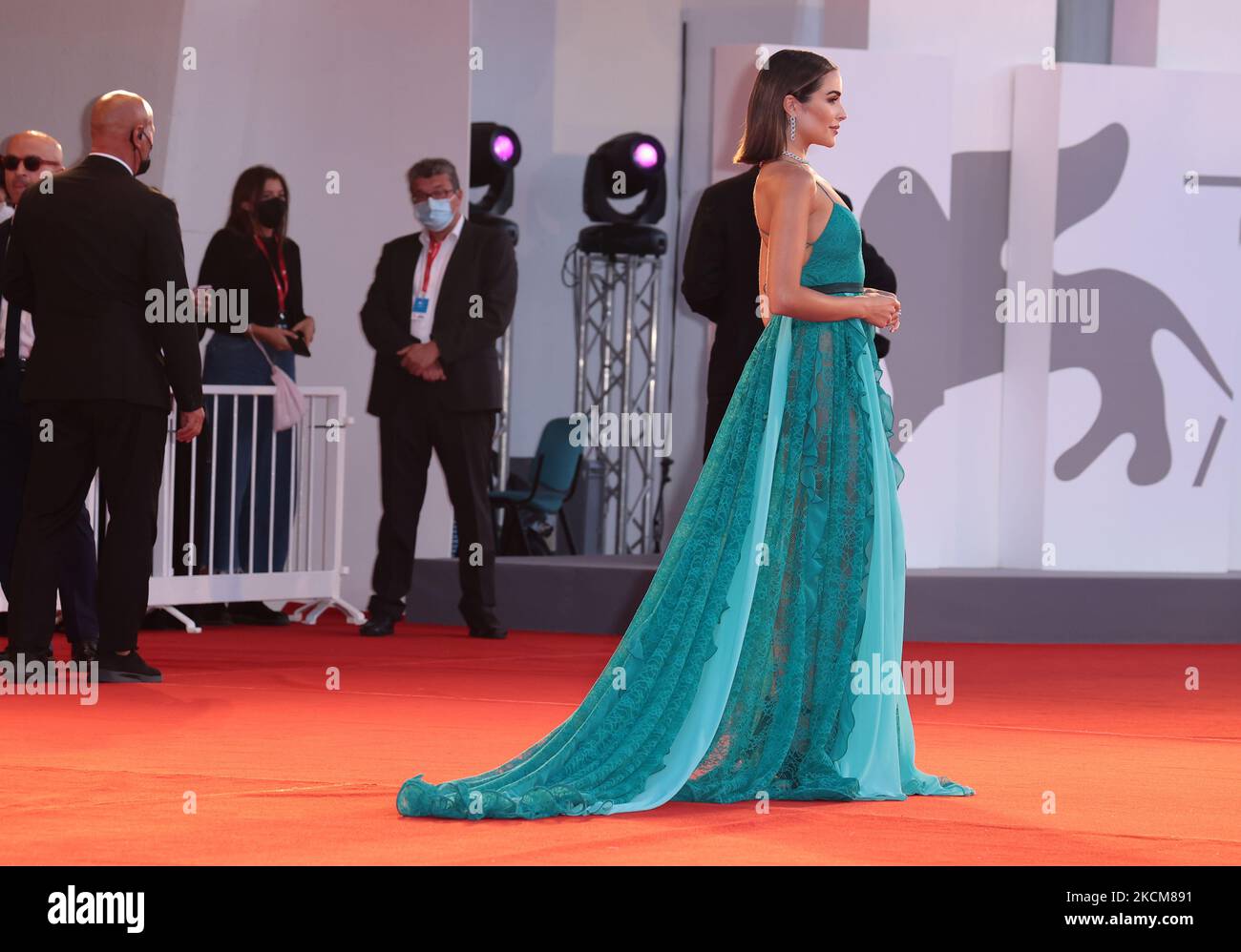 Olivia Culpo partecipa al tappeto rosso del film "America Latina" durante il 78th° Festival Internazionale del Cinema di Venezia, il 09 settembre 2021 a Venezia. (Foto di Matteo Chinellato/NurPhoto) Foto Stock