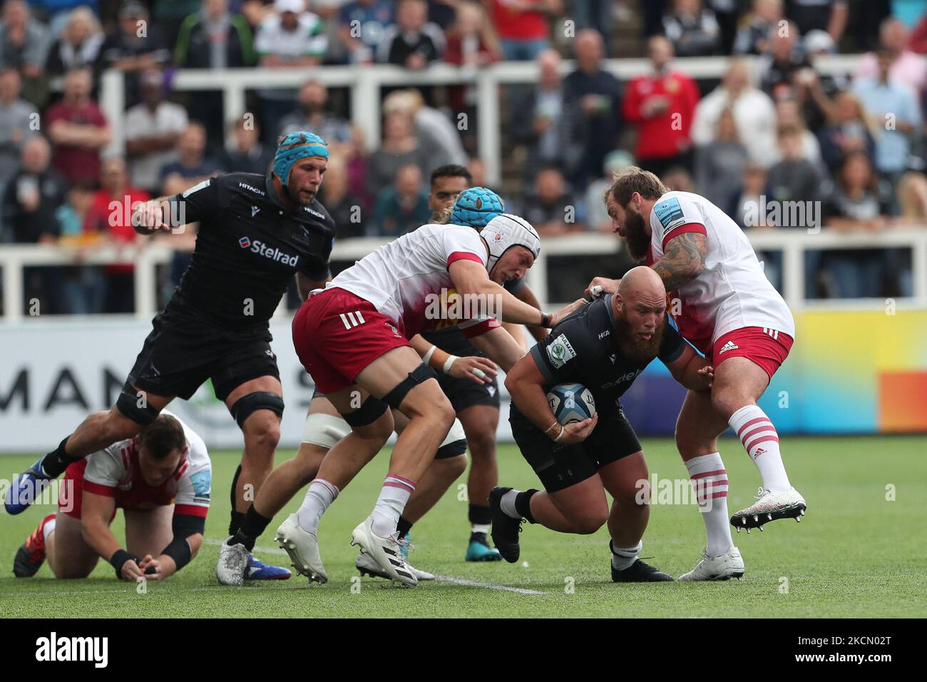 NEWCASTLE UPON TYNE, REGNO UNITO. SETTEMBRE 19t Kyle Cooper di Newcastle Falcons in azione durante la partita della Gallagher Premiership tra Newcastle Falcons e Harlequins a Kingston Park, Newcastle, domenica 19th settembre 2021. (Foto di Mark Fletcher/MI News/NurPhoto) Foto Stock