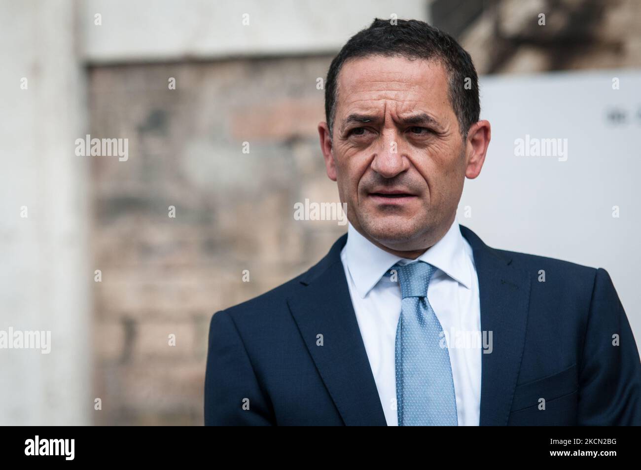 Umberto Lebruto durante la conferenza stampa per la presentazione del progetto di ristrutturazione di Piazza dei Cinquecento, a Roma, il 20 settembre 2021. (Foto di Andrea Ronchini/NurPhoto) Foto Stock