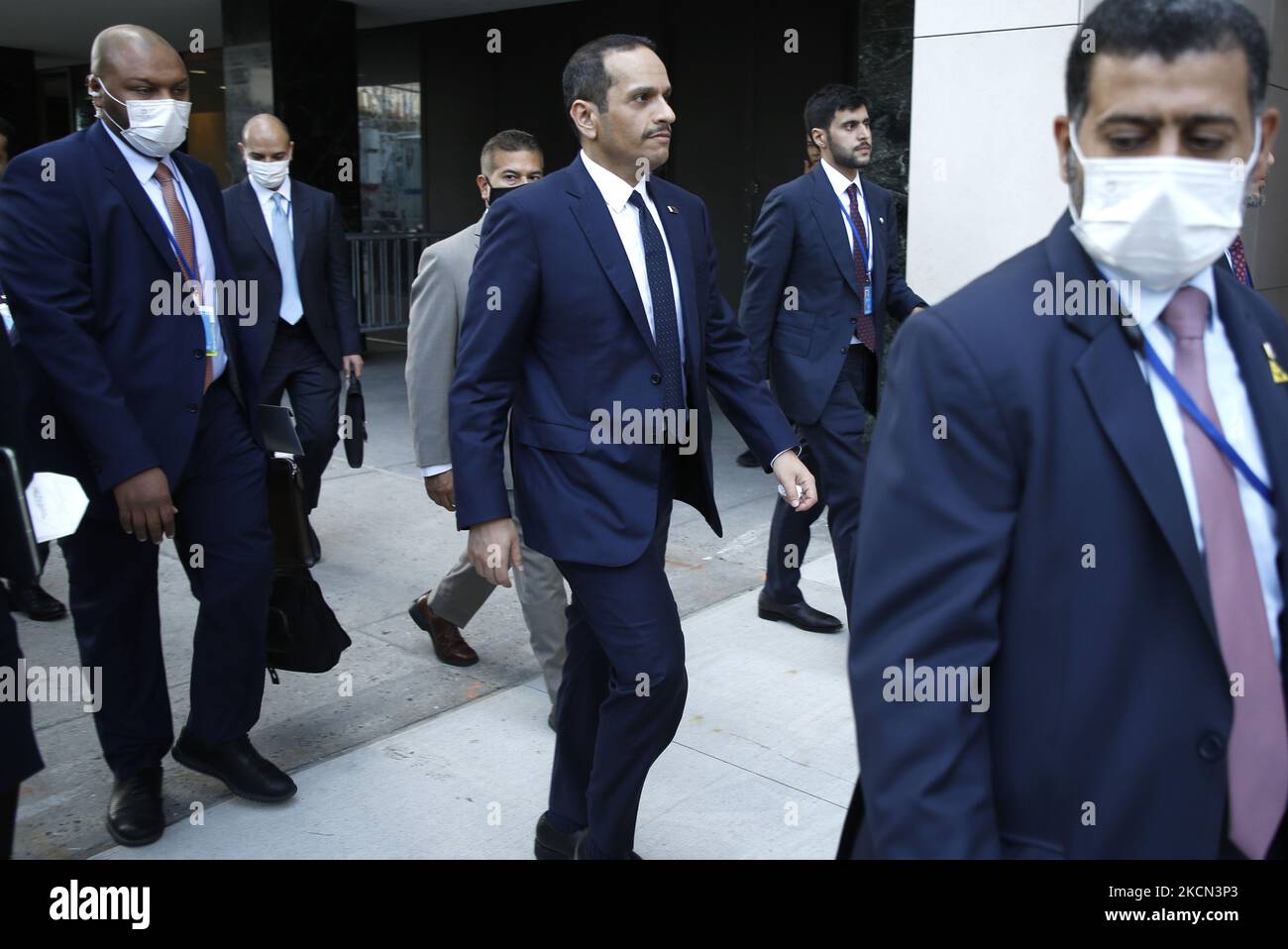 È visto al di fuori delle Nazioni Unite durante la 76 Assemblea Generale il 21,2021 settembre a New York City, USA. L'Assemblea generale delle Nazioni Unite (UNGA) è la principale entità politica dell'Organizzazione e costituisce un forum di discussione per tutte le questioni internazionali contemplate dalla carta delle Nazioni Unite. Ciascuno dei 193 Stati membri delle Nazioni Unite ha un voto uguale. (Foto di John Lamparski/NurPhoto) Foto Stock