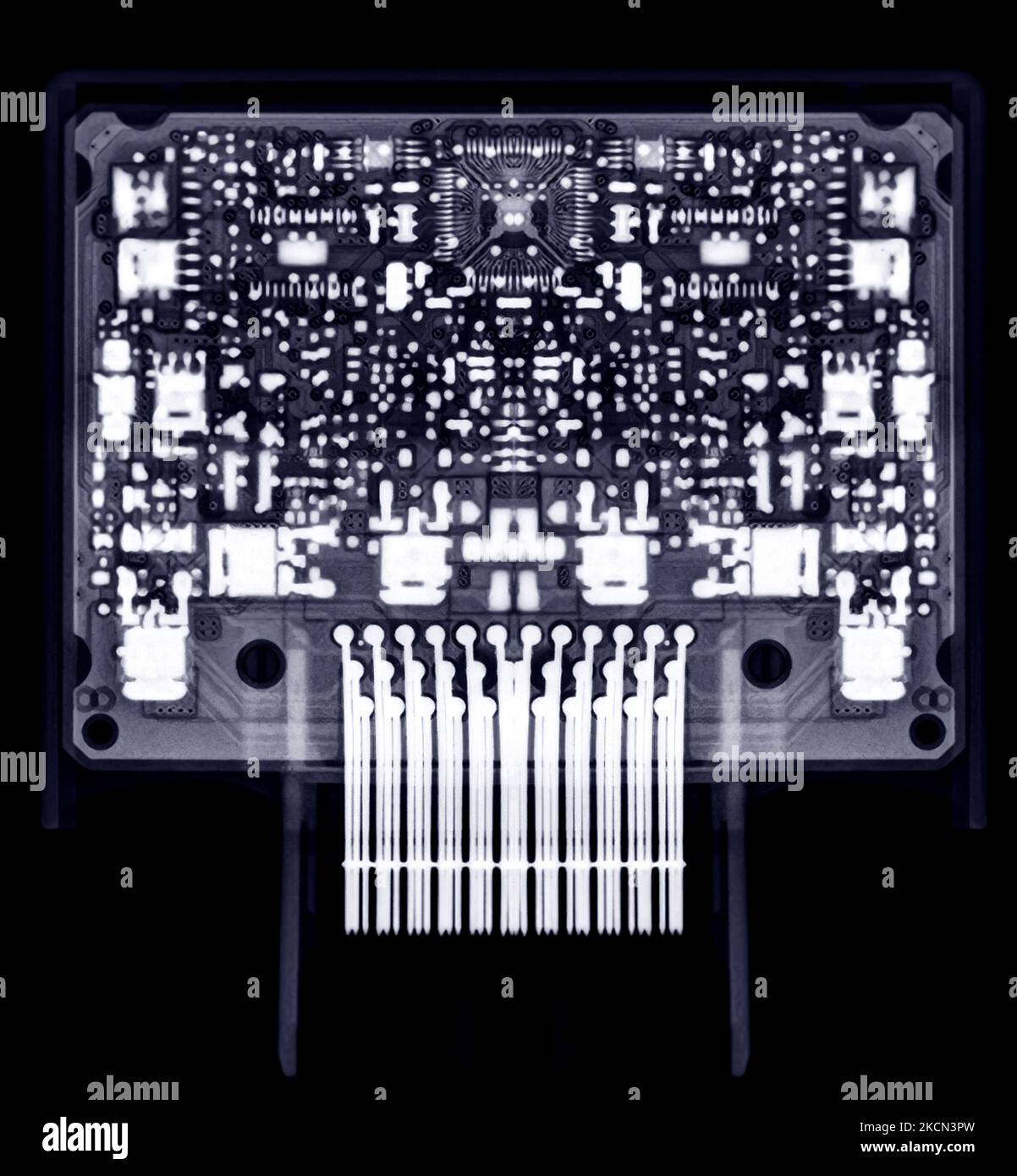 Immagine radiografica dell'unità di controllo motore o dell'ECU in moto o Bigbike. Foto Stock
