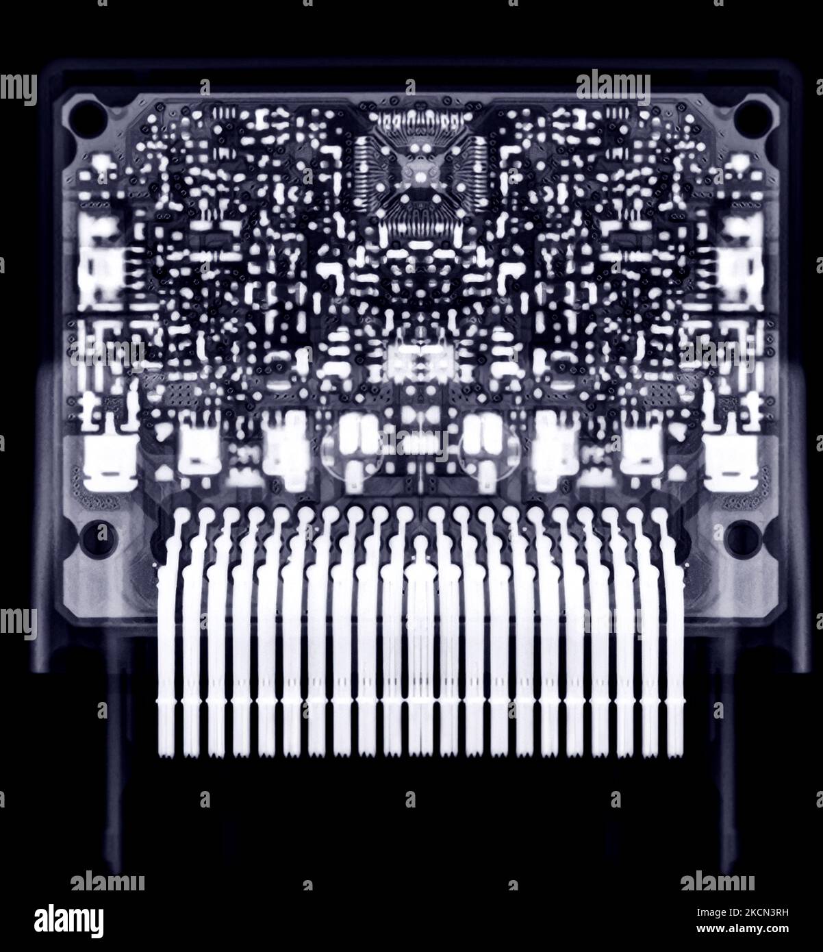 Immagine radiografica dell'unità di controllo motore o dell'ECU in moto o Bigbike. Foto Stock