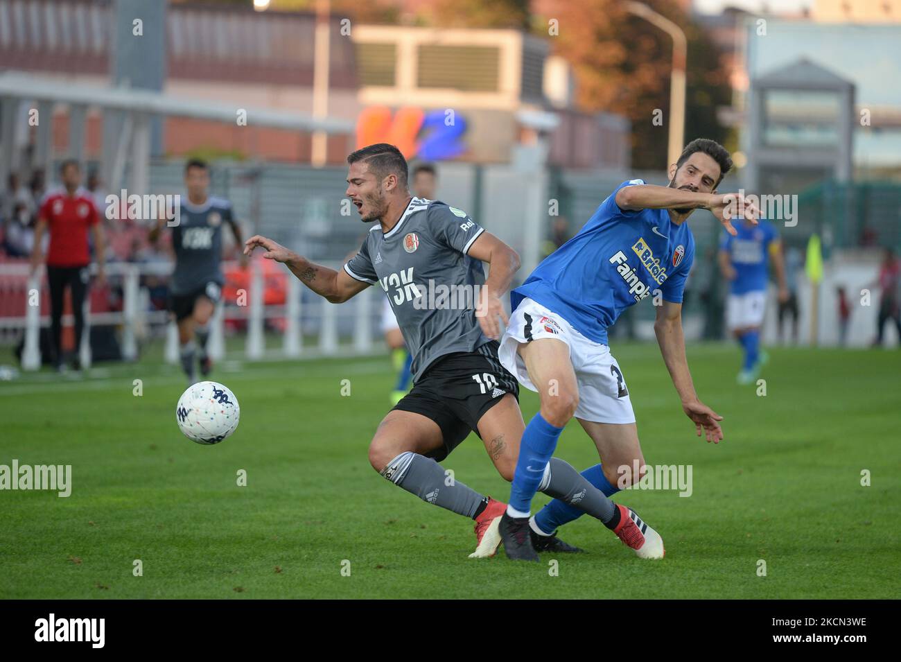 Simone Corazza degli Stati Uniti Alessandria e Anastasios Aulonitis di Ascoli Calciodurante la Serie B di Alessandria Calcio e Ascoli Calcio ad Alessandria, il 19 settembre 2021 in Italia (Foto di Alberto Gandolfo/NurPhoto) Foto Stock