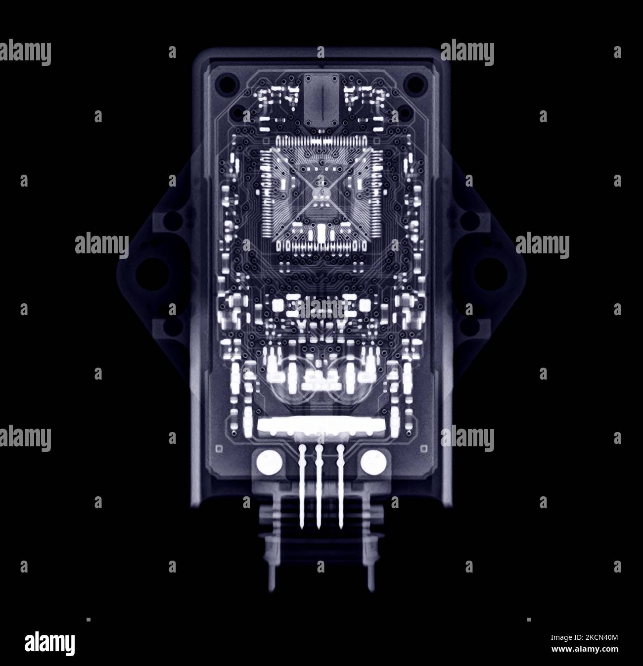 Immagine radiografica dell'unità di controllo motore o dell'ECU in moto o Bigbike. Foto Stock