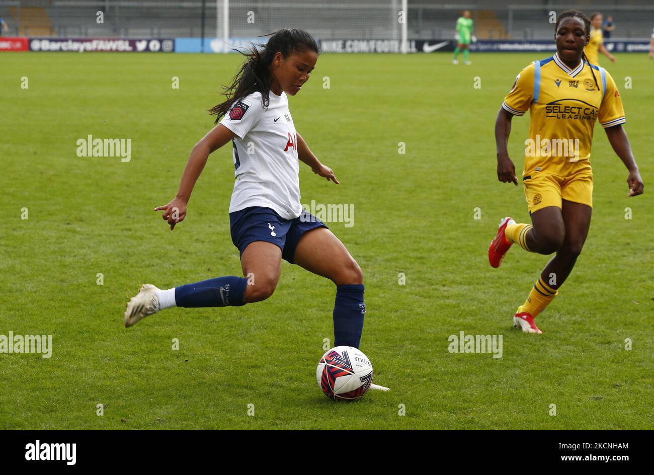 Durante la Barclays fa Women's Super League tra Tottenham Hotspur e Reading allo stadio Hiva di Barnet, Regno Unito, il 26th settembre 2021 (Photo by Action Foto Sport/NurPhoto) Foto Stock