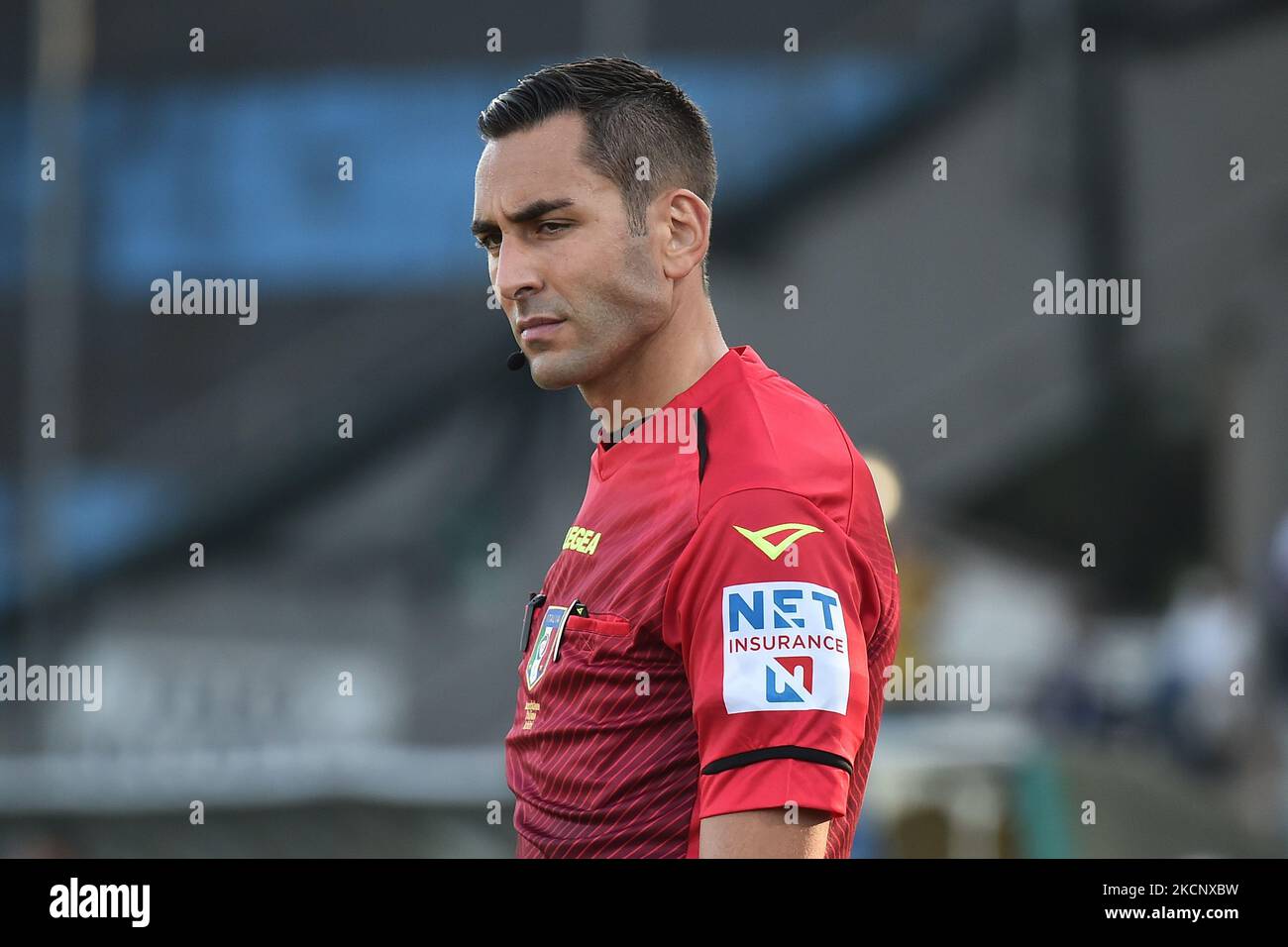 L'arbitro della partita Andrea Colombo durante il Campionato Italiano di Calcio League BKT AC Pisa vs Reggina 1914 il 02 ottobre 2021 all'Arena Garibaldi di Pisa (Foto di Gabriele Masotti/LiveMedia/NurPhoto) Foto Stock