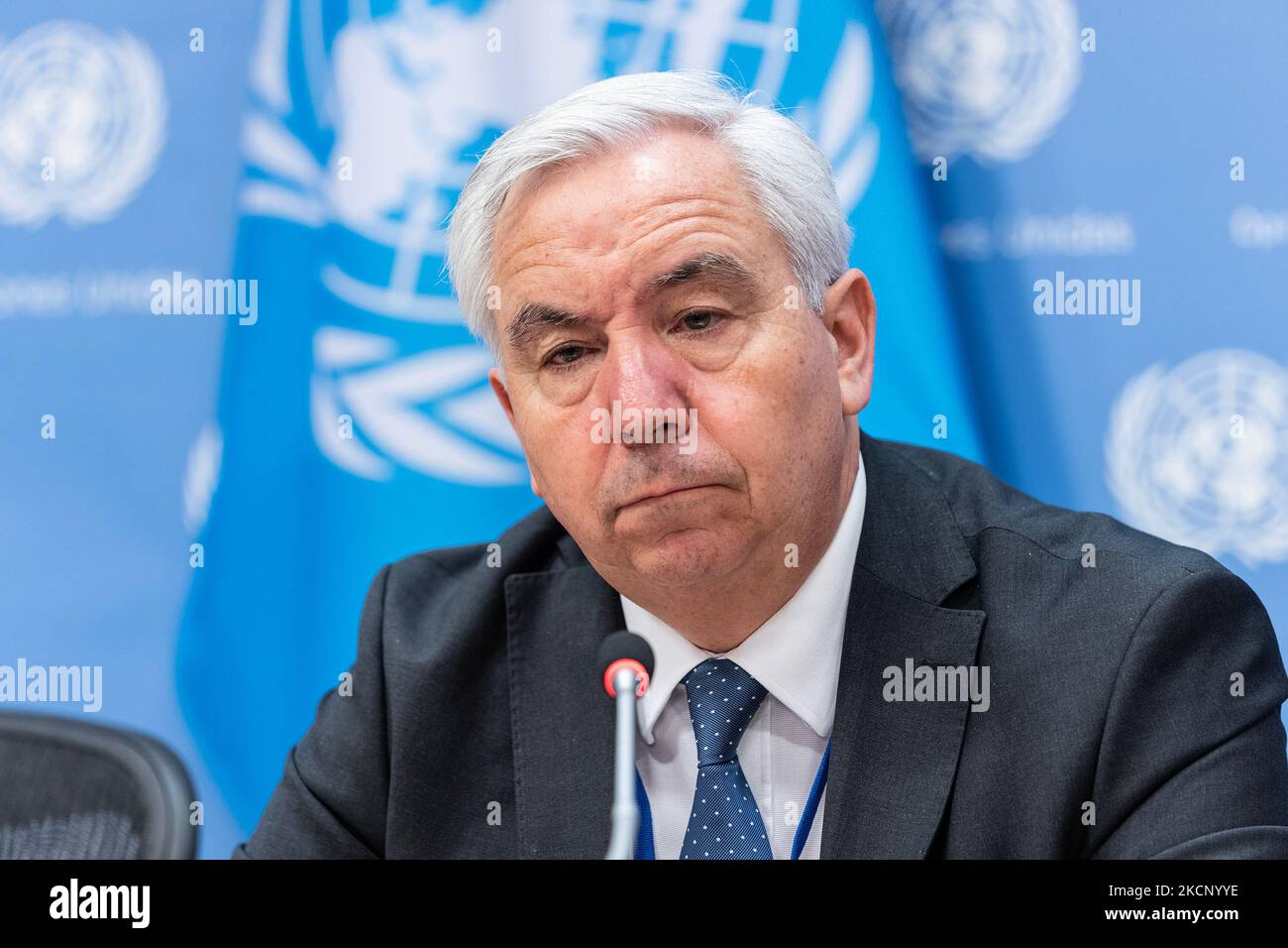 New York, New York, Stati Uniti. 4th Nov 2022. Comunicato stampa dell'ambasciatore Federico Villegas, presidente del Consiglio dei diritti dell'uomo presso la sede dell'ONU. (Credit Image: © Lev Radin/Pacific Press via ZUMA Press Wire) Foto Stock