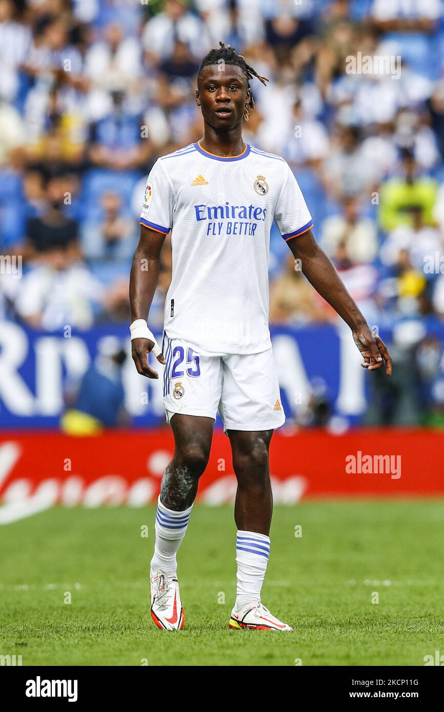 25 Camavigna del Real Madrid durante la partita la Liga Santader tra RCD Espanyol e Real Madrid allo stadio RCD il 03 ottobre 2021 a Barcellona. (Foto di Xavier Bonilla/NurPhoto) Foto Stock