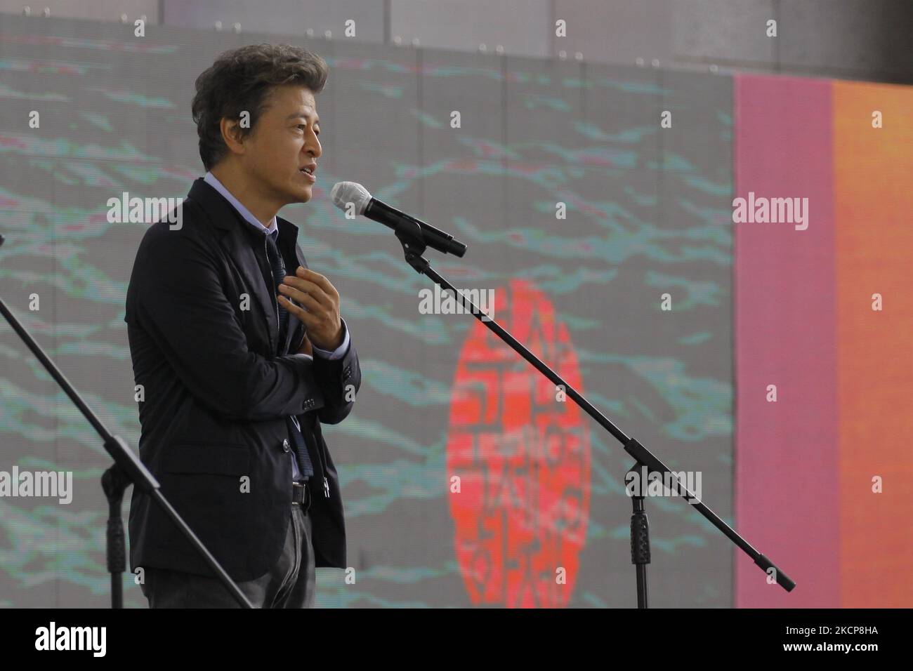 L'attore Kwon Hae Hyo discorso durante il Busan International Film Festival 26th Open Talk About in Front of You're Face Open Talk evento a BIFF Square a Busan, Corea del Sud. (Foto di Seung-il Ryu/NurPhoto) Foto Stock