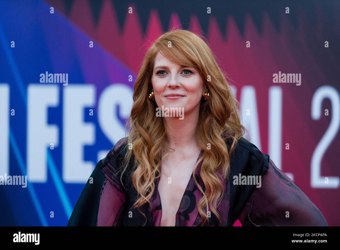 Krysty Wilson-Cairns partecipa alla prima edizione britannica di 'Last Night in Soho' durante il London Film Festival 65th presso il Royal Festival Hall di Londra, Gran Bretagna, il 9 ottobre 2021. (Foto di Maciek Musialek/NurPhoto) Foto Stock