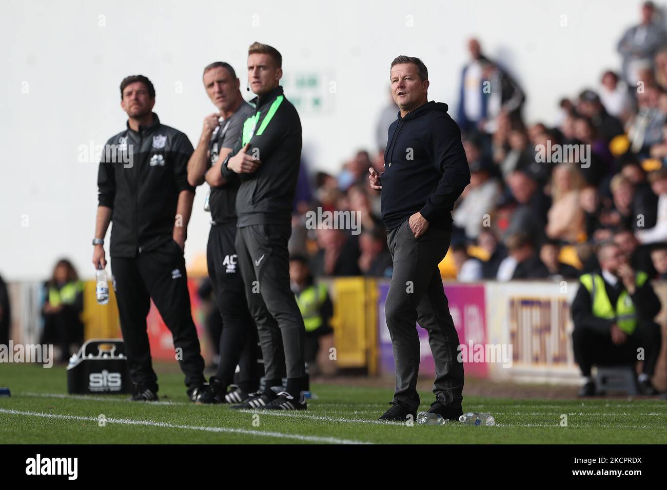 Mark Cooper, il manager di Barrow, durante la partita della Sky Bet League 2 tra Port vale e Barrow a vale Park, Burslem, sabato 16th ottobre 2021. (Foto di Mark Fletcher/MI News/NurPhoto) Foto Stock