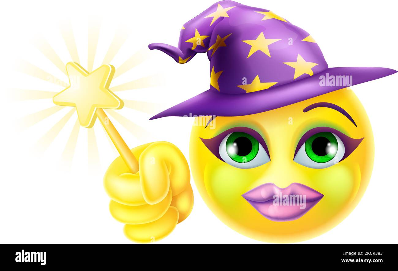 Witch Emoticon faccia Emoji Cartoon icona Illustrazione Vettoriale