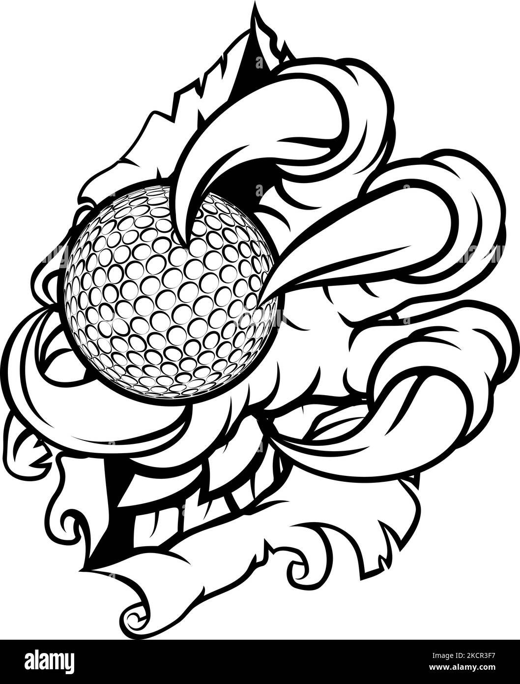 Strappare la Claw Talons Holding Golf Ball Illustrazione Vettoriale