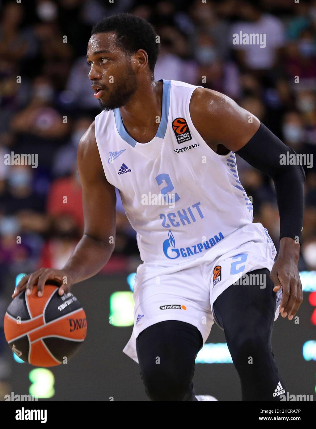 Jordan Loyd durante la partita tra il FC Barcelona e lo Zenit San Pietroburgo, corrispondente alla settimana 5 dell'Eurolega, disputata al Palau Blaugrana, il 22th ottobre 2021, a Barcellona, Spagna. -- (Foto di Urbanandsport/NurPhoto) Foto Stock