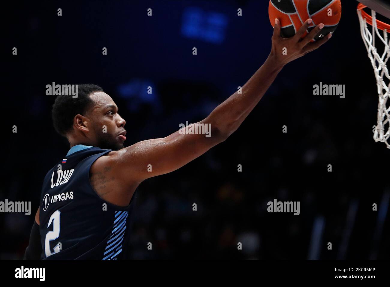 Jordan Loyd of Zenit in azione durante la partita di pallacanestro Eurolega tra Zenit San Pietroburgo e Real Madrid il 27 ottobre 2021 al Palazzo dello Sport di Yubileyny a San Pietroburgo, Russia. (Foto di Mike Kireev/NurPhoto) Foto Stock