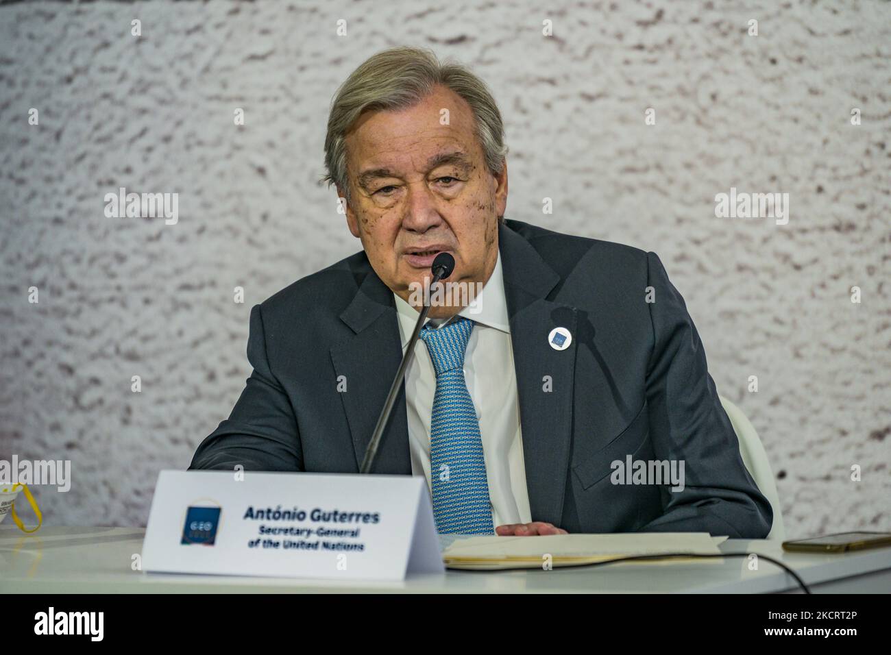 Antonio Guterres, Segretario Generale delle Nazioni Unite, al Vertice del G20 a Roma. (Foto di Celestino Arce/NurPhoto) Foto Stock