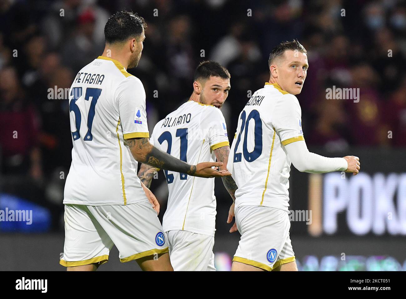 Piotr Zielinski, centrocampista di Napoli, festeggia dopo aver segnato il 0-1° gol durante la Serie di calcio italiana Una partita US Salernitana vs SSC Napoli il 31 ottobre 2021 allo stadio Arechi di Salerno (Photo by Carmelo Imbesi/LiveMedia/NurPhoto) Foto Stock