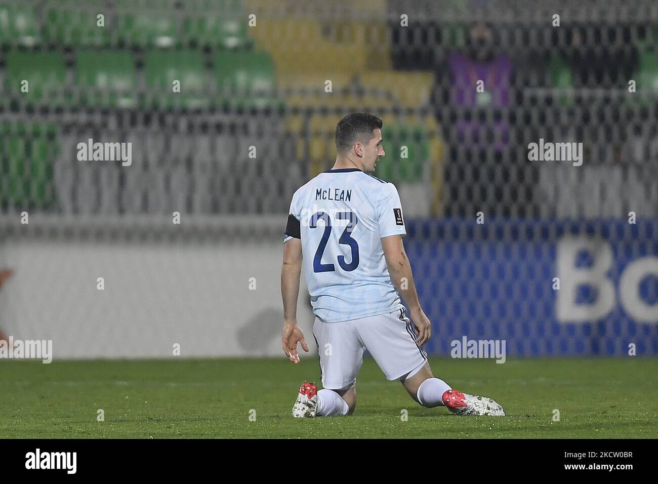 Kenny McLean in azione durante il turno di qualificazione della Coppa del mondo FIFA 2022 tra Moldova e Scozia, venerdì 12 novembre 2021, a Chisinau, Moldova. (Foto di Alex Nicodim/NurPhoto) Foto Stock