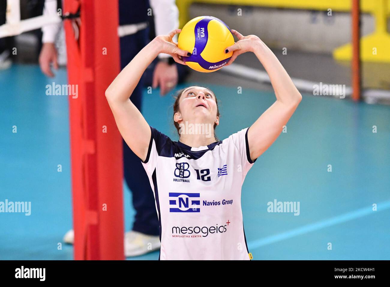 Oksana Rusnachenko (ASP Thetis Voulas Athens) durante la Women's Volley Challenge Cup Savino del bene Scandicci vs ASP Thetis Voulas Athens il 18 novembre 2021 al PalaRialdoli di Scandicci (Fi) , Italia (Foto di Lisa Guglielmi/LiveMedia/NurPhoto) Foto Stock