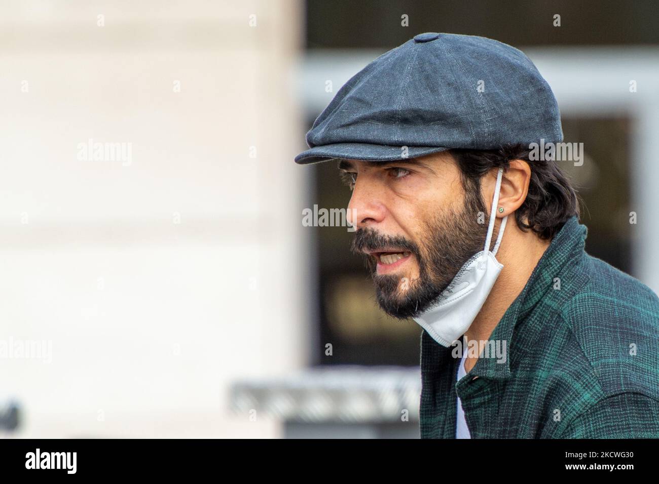 Marco Bocci durante le riprese del film 'la Caccia', a Rieti, Italia, il 24 novembre 2021. (Foto di Riccardo Fab /NurPhoto) Foto Stock