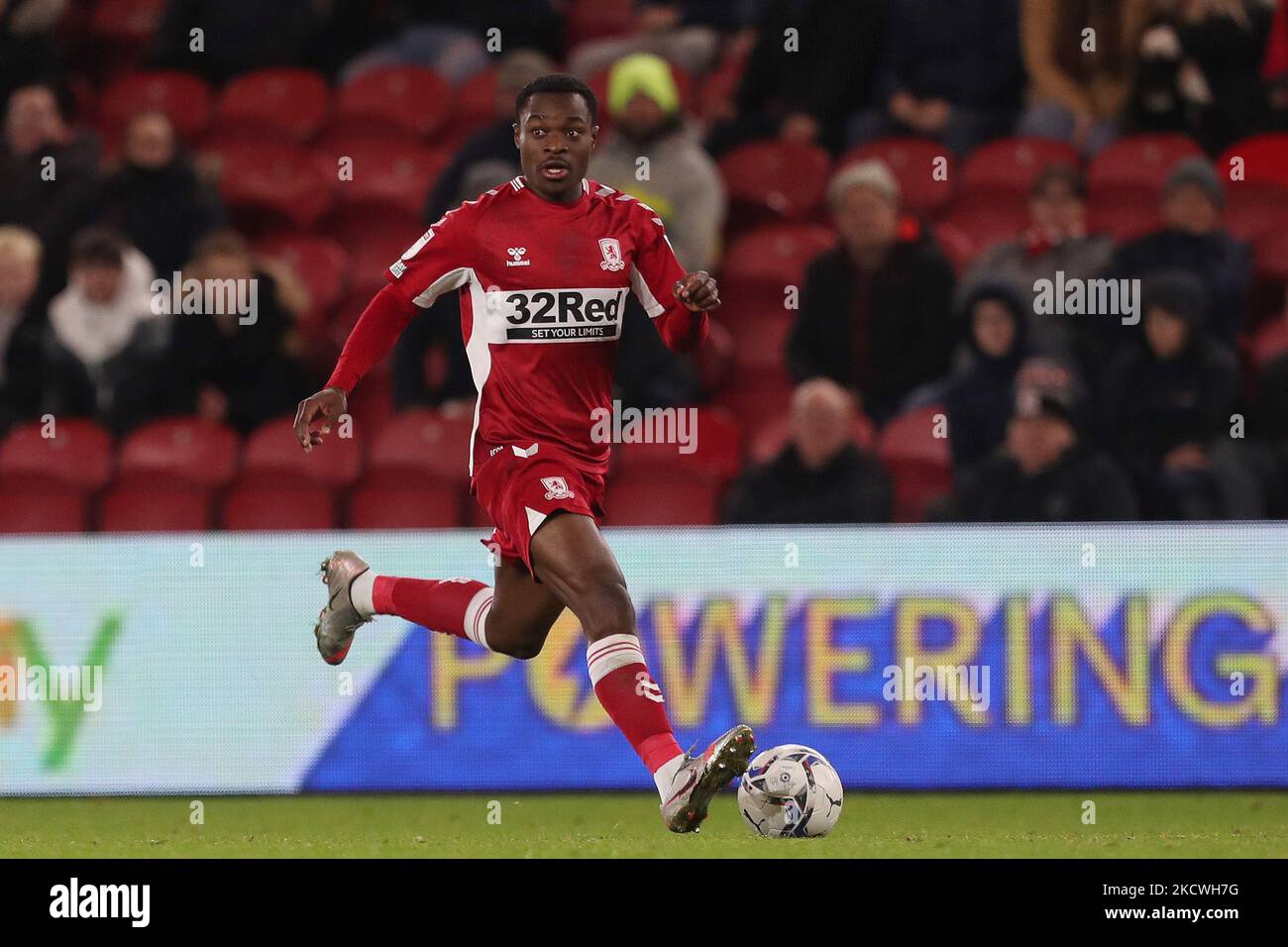 Marc Bola di Middlesbrough durante la partita del campionato Sky Bet tra Middlesbrough e Preston North End presso il Riverside Stadium di Middlesbrough martedì 23rd novembre 2021. (Foto di Mark Fletcher/MI News/NurPhoto) Foto Stock