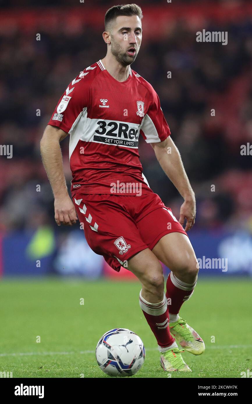 Andraz Sporar di Middlesbrough durante la partita del campionato Sky Bet tra Middlesbrough e Preston North End presso il Riverside Stadium di Middlesbrough martedì 23rd novembre 2021. (Foto di Mark Fletcher/MI News/NurPhoto) Foto Stock