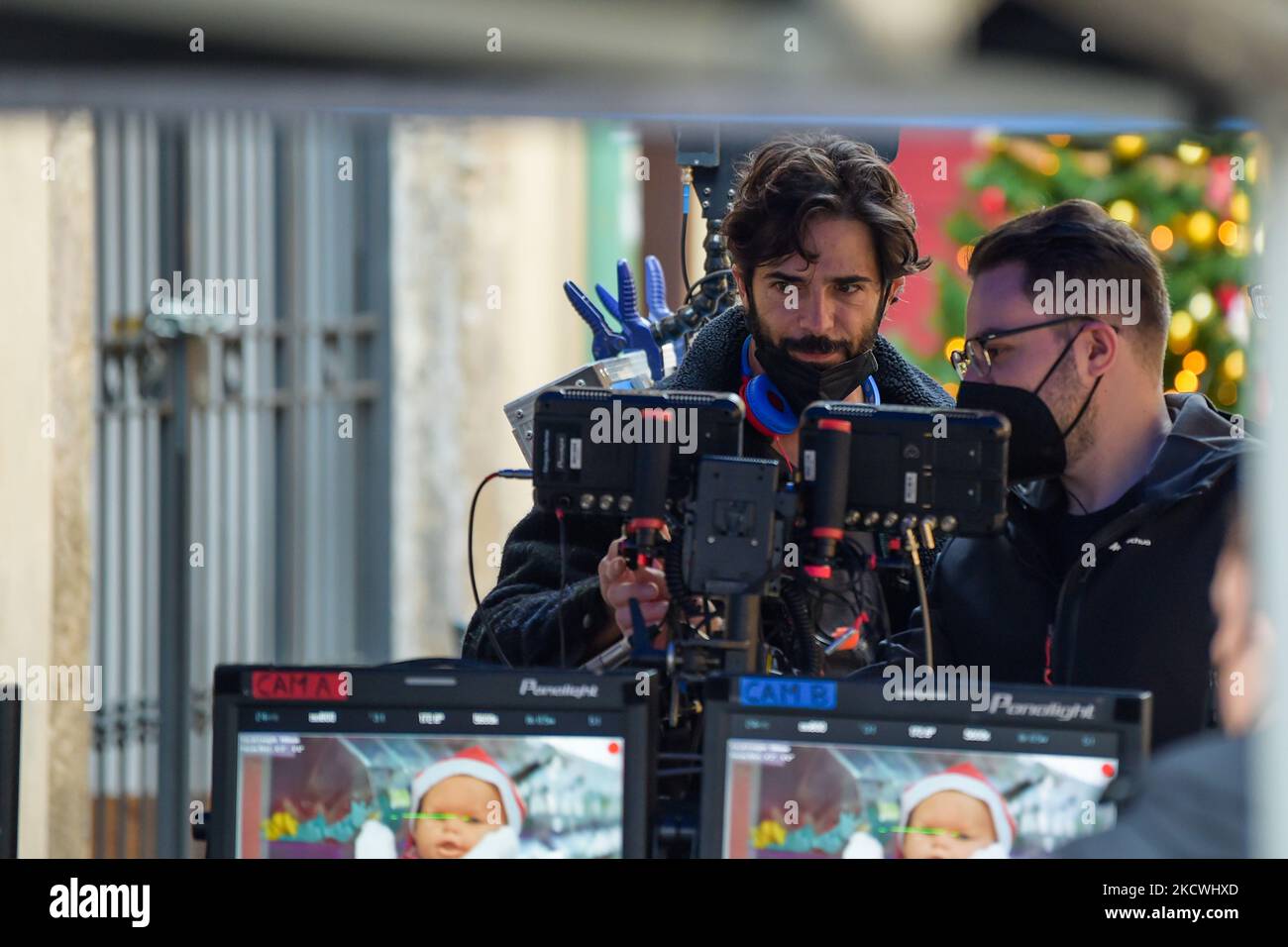 Marco Bocci durante le riprese del film 'la Caccia', a Rieti, Italia, il 23 novembre 2021. (Foto di Riccardo Fabi/NurPhoto) Foto Stock
