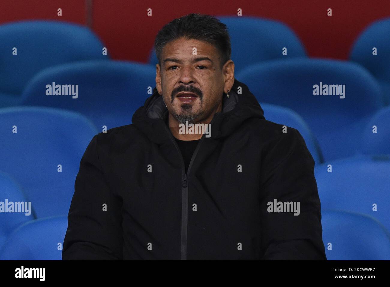 Hugo Maradona partecipa alla Serie A Match tra SSC Napoli e SS Lazio allo Stadio Diego Armando Maradona Napoli Italia il 28 novembre 2021. (Foto di Franco Romano/NurPhoto) Foto Stock