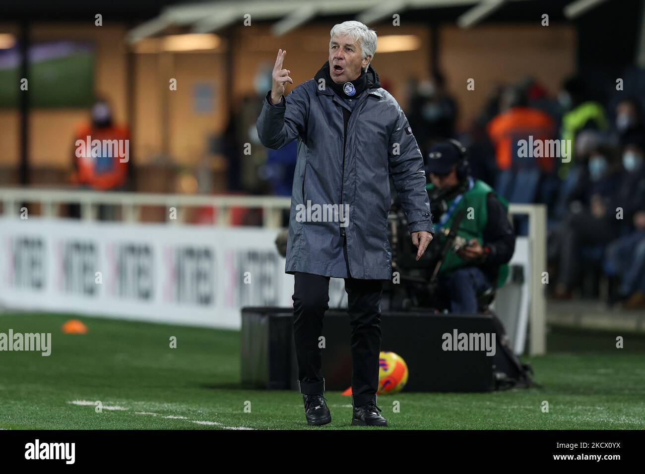 Gian Piero Gasperini (Atalanta Bergamasca Calcio) durante la Serie italiana di calcio A match Atalanta BC vs Venezia FC il 30 novembre 2021 allo Stadio Gewiss di Bergamo (Foto di Francesco Scaccianoce/LiveMedia/NurPhoto) Foto Stock