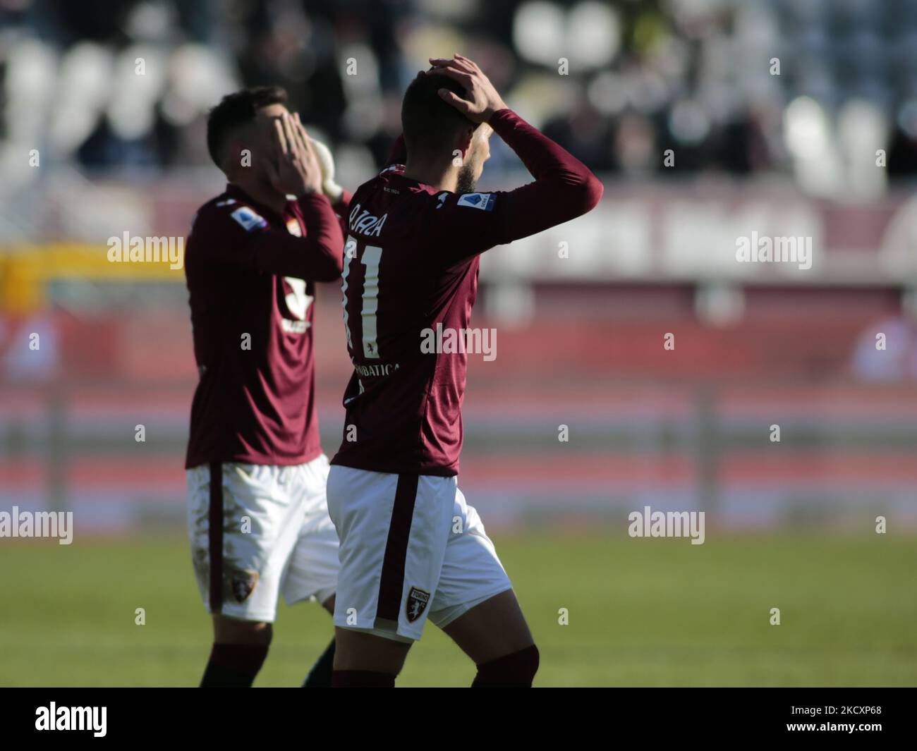 Marko Pjaca durante la Serie Un incontro tra Torino e Bologna a Torino, il 12 dicembre 2021. (Foto di Loris Roselli/NurPhoto) Foto Stock