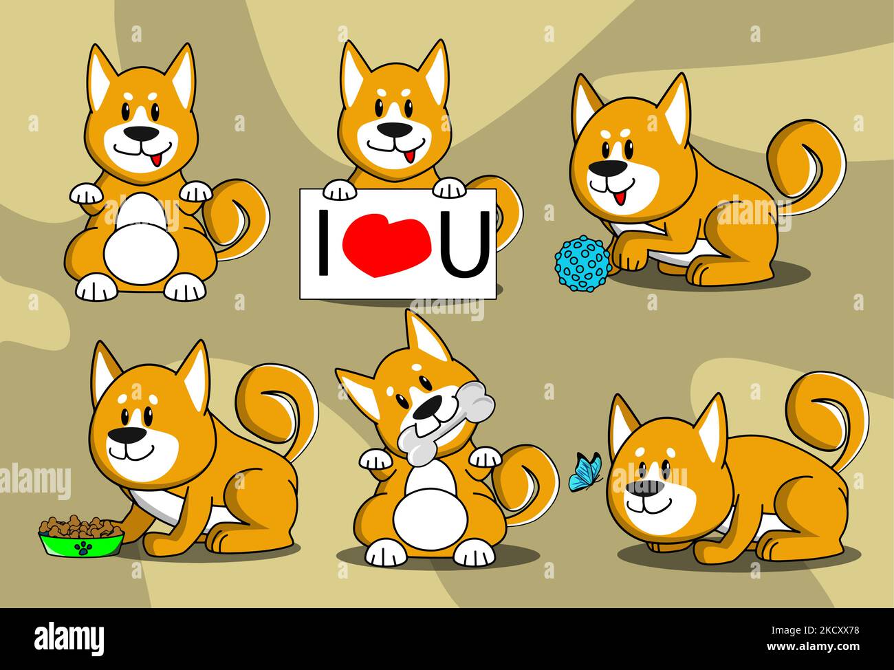 Sheba nello stile dei fumetti è suonato e si trova in diverse posizioni di pack Illustrazione Vettoriale