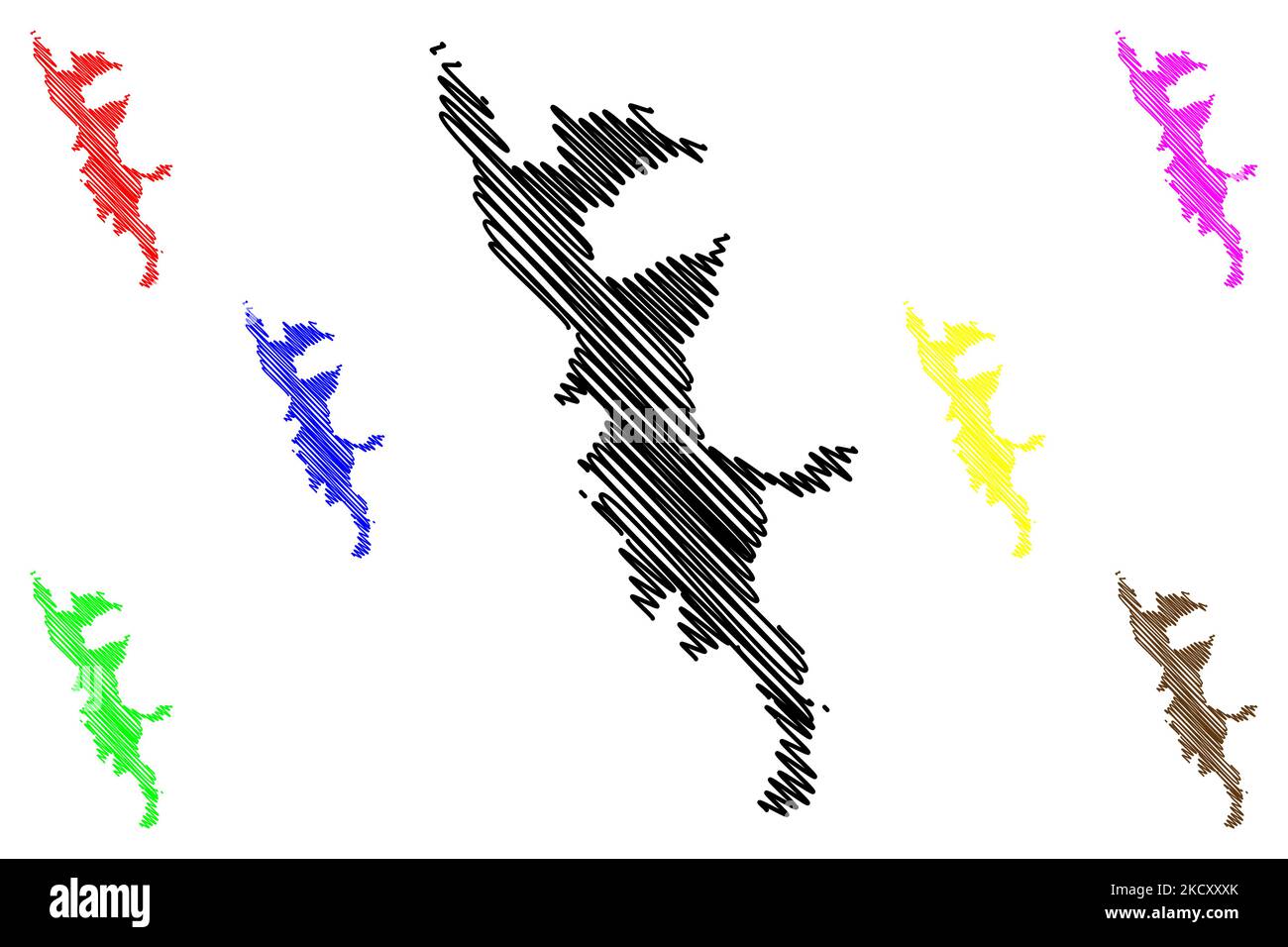 Hahajima isola (Giappone, Asia orientale, arcipelago giapponese, Isole Ogasawara) mappa vettore illustrazione, schizza Hahajima mappa Illustrazione Vettoriale