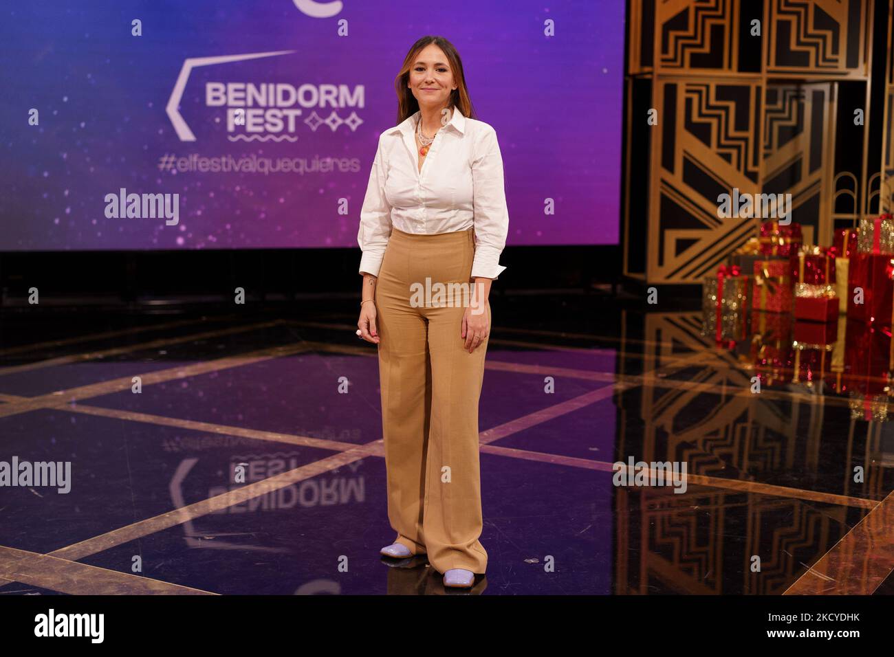 Rigoberta Bandini partecipa alla presentazione del Benidorm Fest ed Eurovision 2022 presso gli studi RTVE il 23 dicembre 2021 a Madrid, Spagna. (Foto di Oscar Gonzalez/NurPhoto) Foto Stock