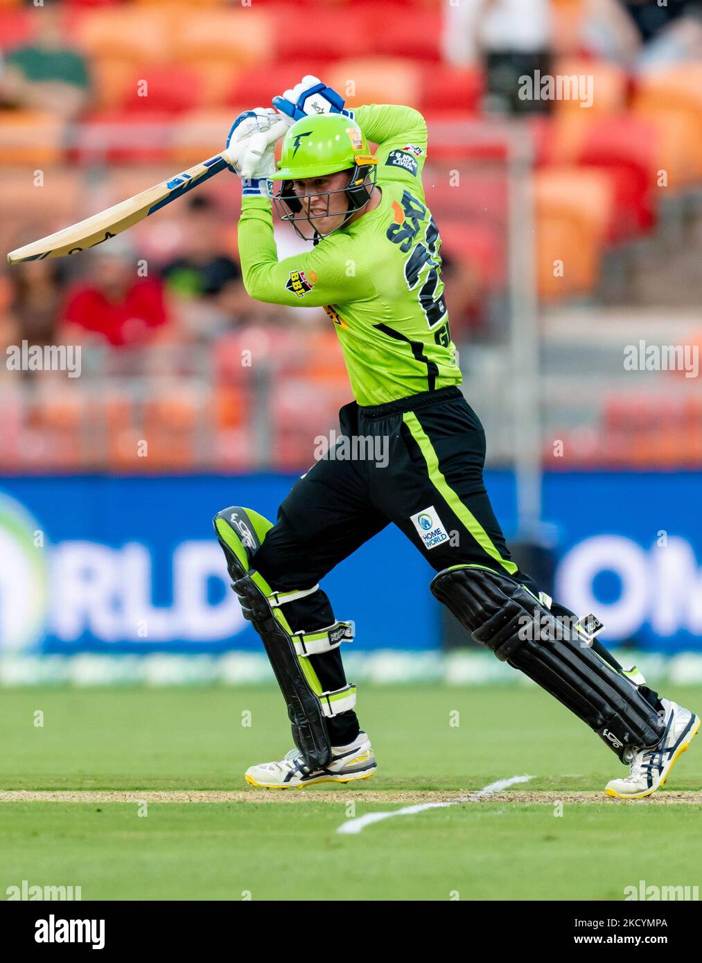 Matthew Gilkes of Thunder batti durante la partita tra Sydney Thunder e Adelaide Strikers al Sydney Showground Stadium, il 02 gennaio 2022, a Sydney, Australia.( Foto di Izhar Khan /NurPhoto) Foto Stock