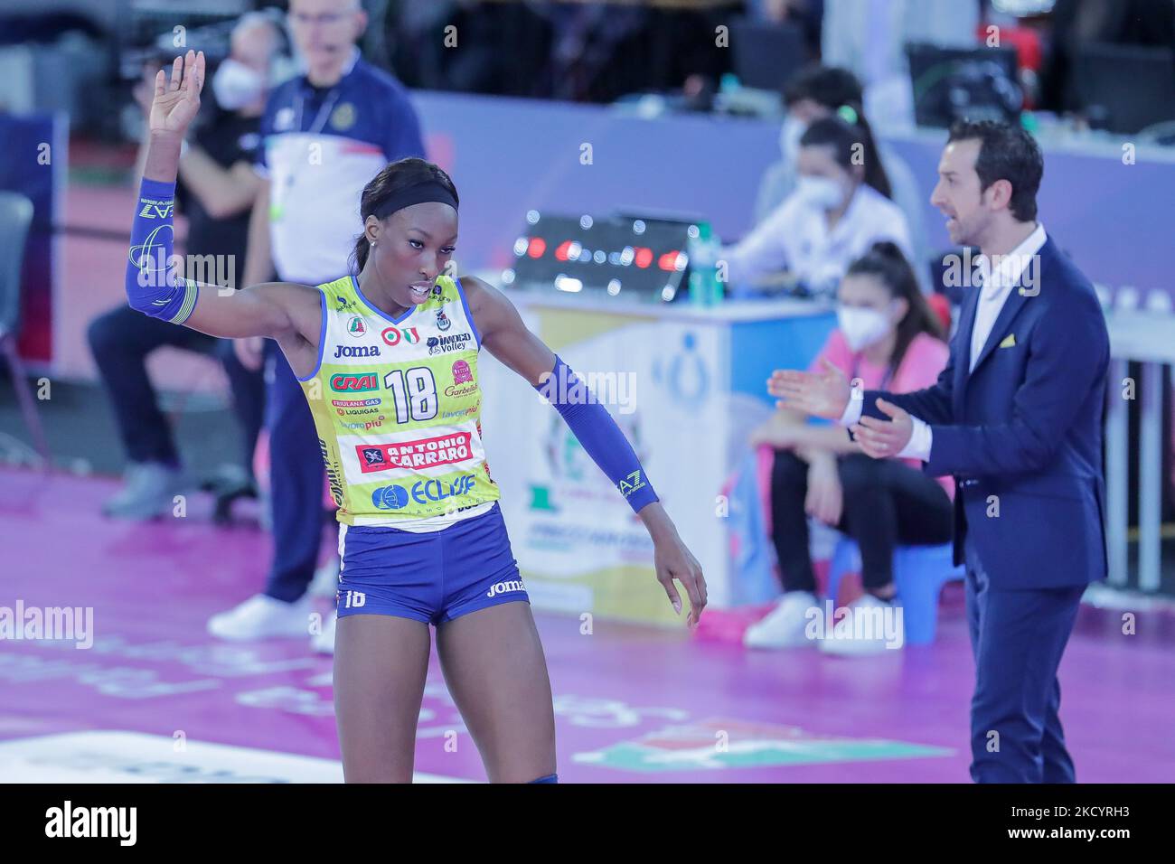 Paola Egonu (Volley Conegliano) durante il Volley Coppa delle Donne Prosecco DOC Imoco Volley Conegliano vs UNET e-work Busto Arsizio il 05 gennaio 2022 al Palazzo dello Sport di Roma (Foto di Luigi Mariani/LiveMedia/NurPhoto) Foto Stock