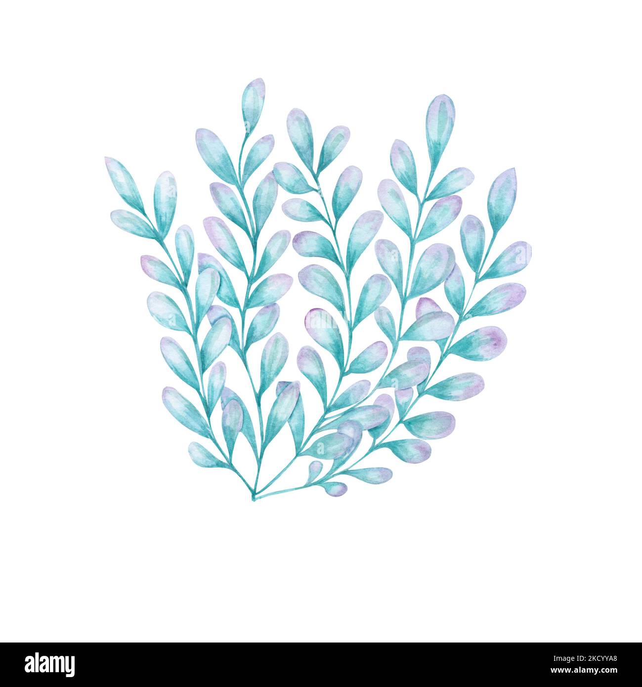 Acquerello illustrazione della flora marina. Illustrazione floreale subacquea dipinta a mano con alghe isolate su sfondo bianco. Stampare il poster di progettazione Foto Stock