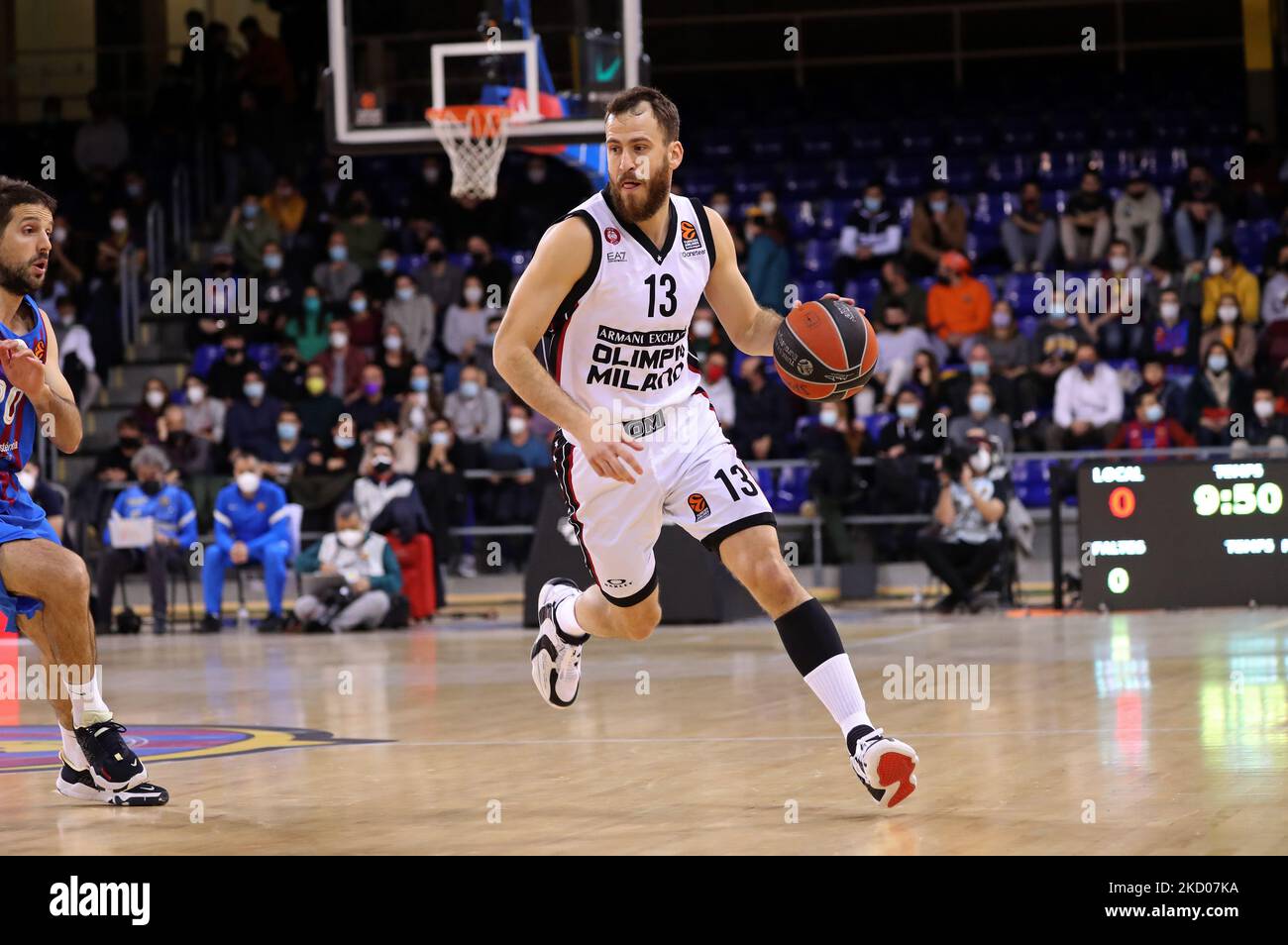 Sergio Rodriguez durante la partita tra FC Barcelona e AX Armani Exchange Milano, corrispondente alla settimana 20 dell'Eurolega, disputata al Palau Blaugrana, il 11th gennaio 2022, a Barcellona, Spagna. -- (Foto di Urbanandsport/NurPhoto) Foto Stock