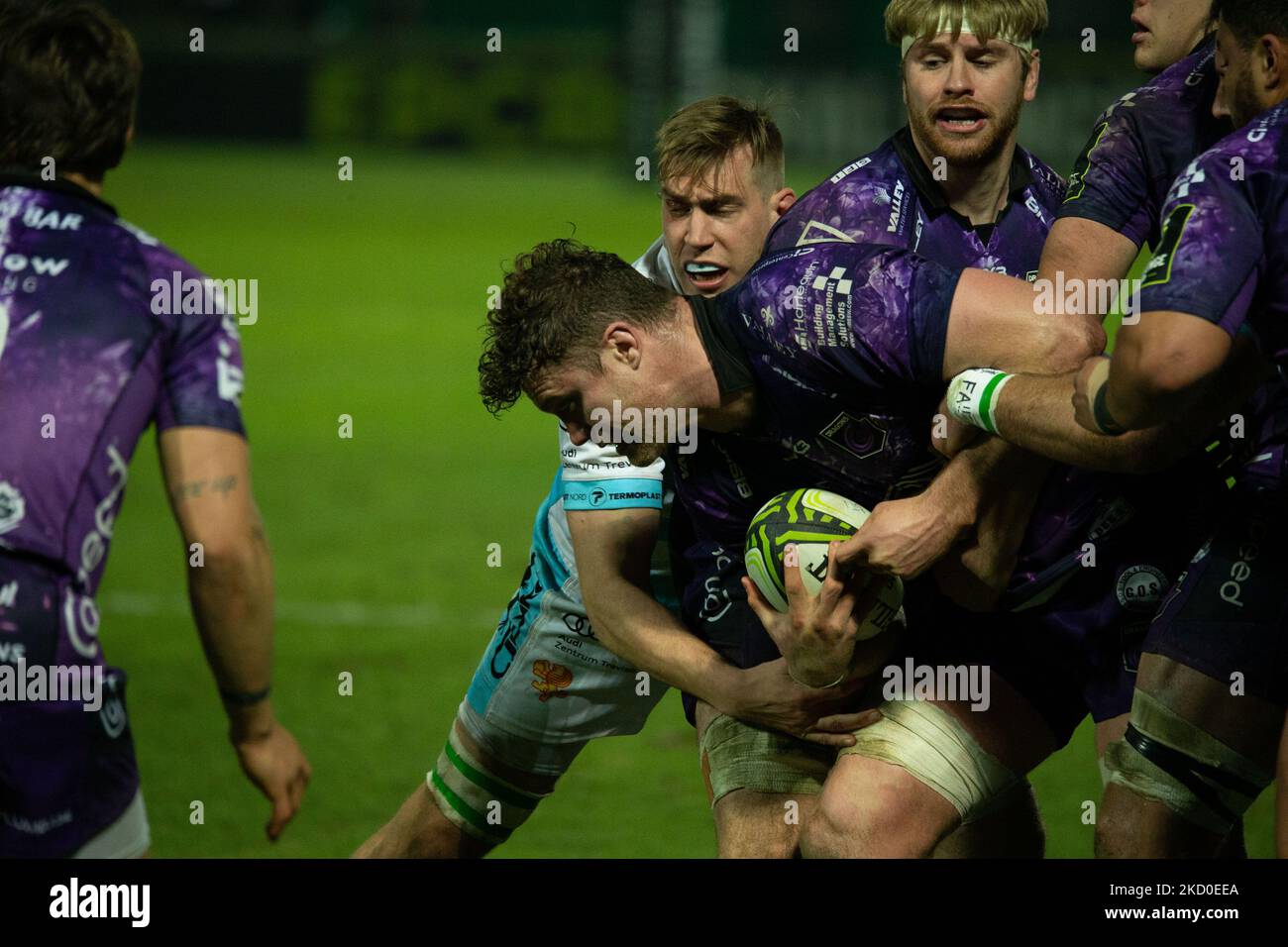 Ben carter (Dragons Rugby) durante la Rugby Challenge Cup Benetton Rugby vs Dragons il 15 gennaio 2022 allo stadio Monigo di Treviso (Foto di Mattia Radoni/LiveMedia/NurPhoto) Foto Stock