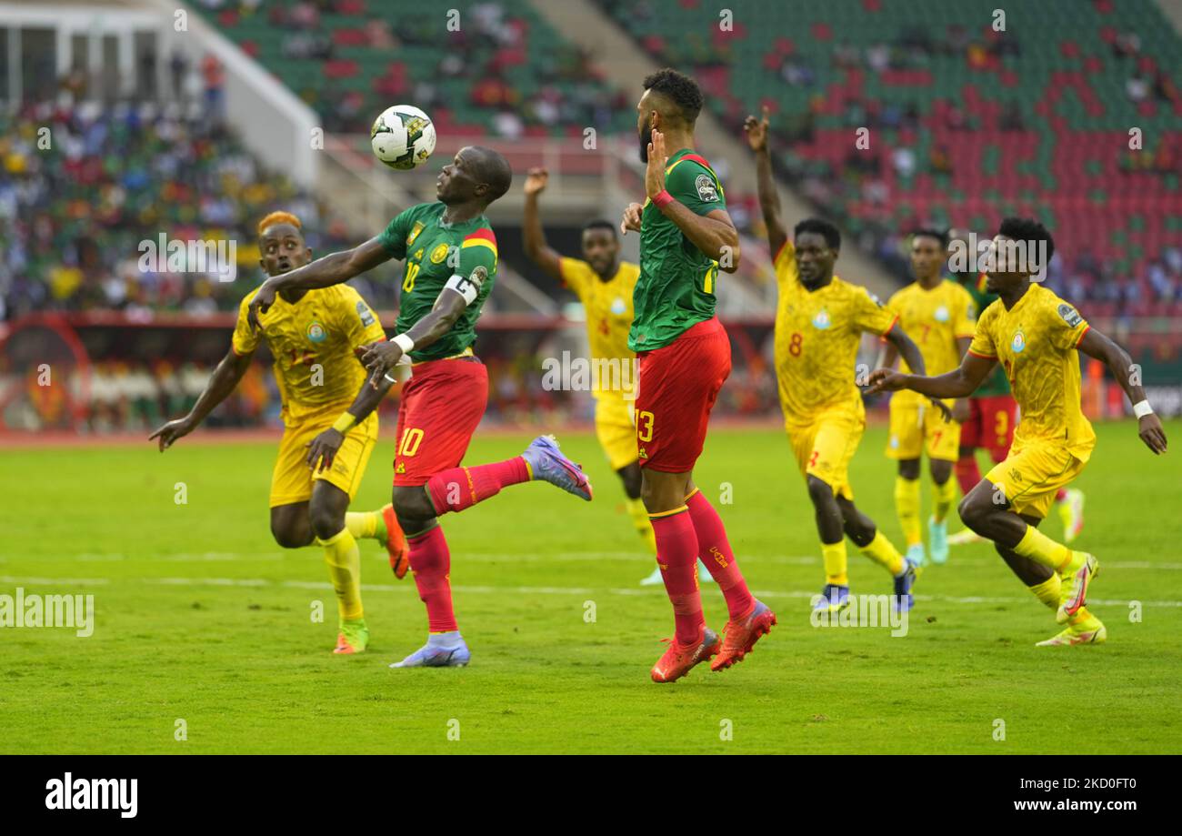 Vincent Aboubakar del Camerun durante il Camerun contro l'Etiopia, Coppa delle Nazioni africane, allo Stadio di Olembe il 13 gennaio 2022. (Foto di Ulrik Pedersen/NurPhoto) Foto Stock