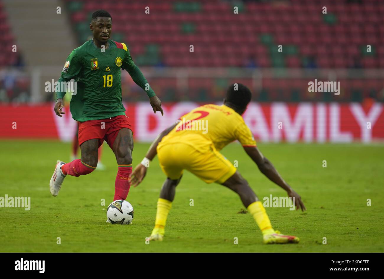 Martin Hongla del Camerun durante il Camerun contro l'Etiopia, Coppa delle Nazioni africane, allo Stadio di Olembe il 13 gennaio 2022. (Foto di Ulrik Pedersen/NurPhoto) Foto Stock