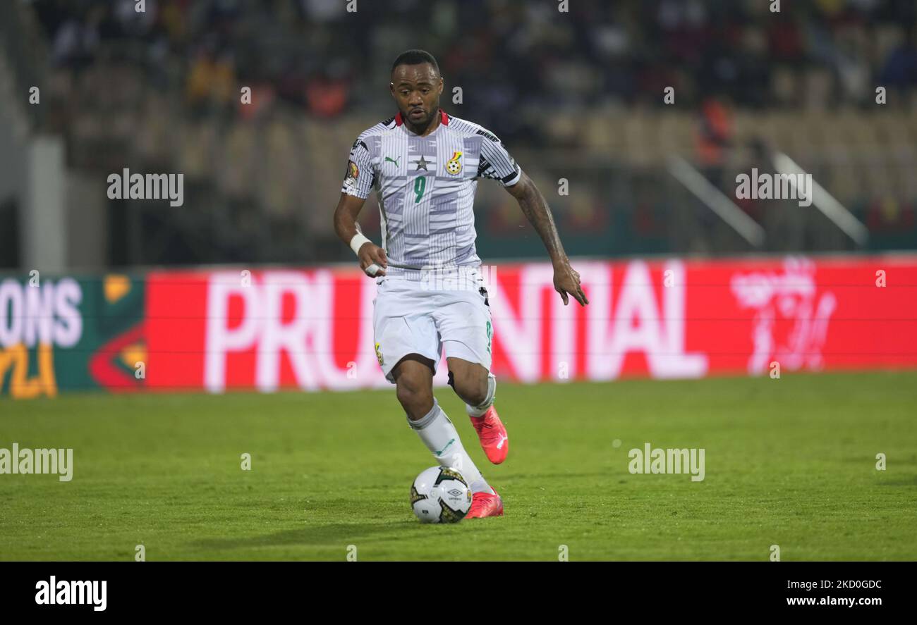 Giordania Ayew del Ghana durante il Gabon contro il Ghana, Coppa delle Nazioni africane, allo stadio Ahmadou Ahidjo il 14 gennaio 2022. (Foto di Ulrik Pedersen/NurPhoto) Foto Stock