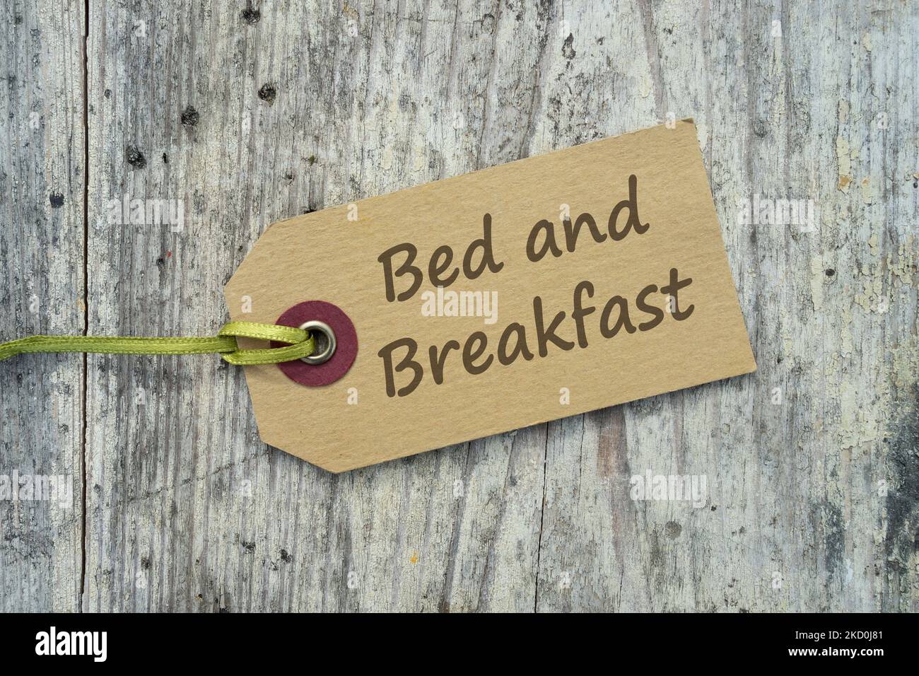Etichetta con testo in inglese: Bed and Breakfast Foto Stock