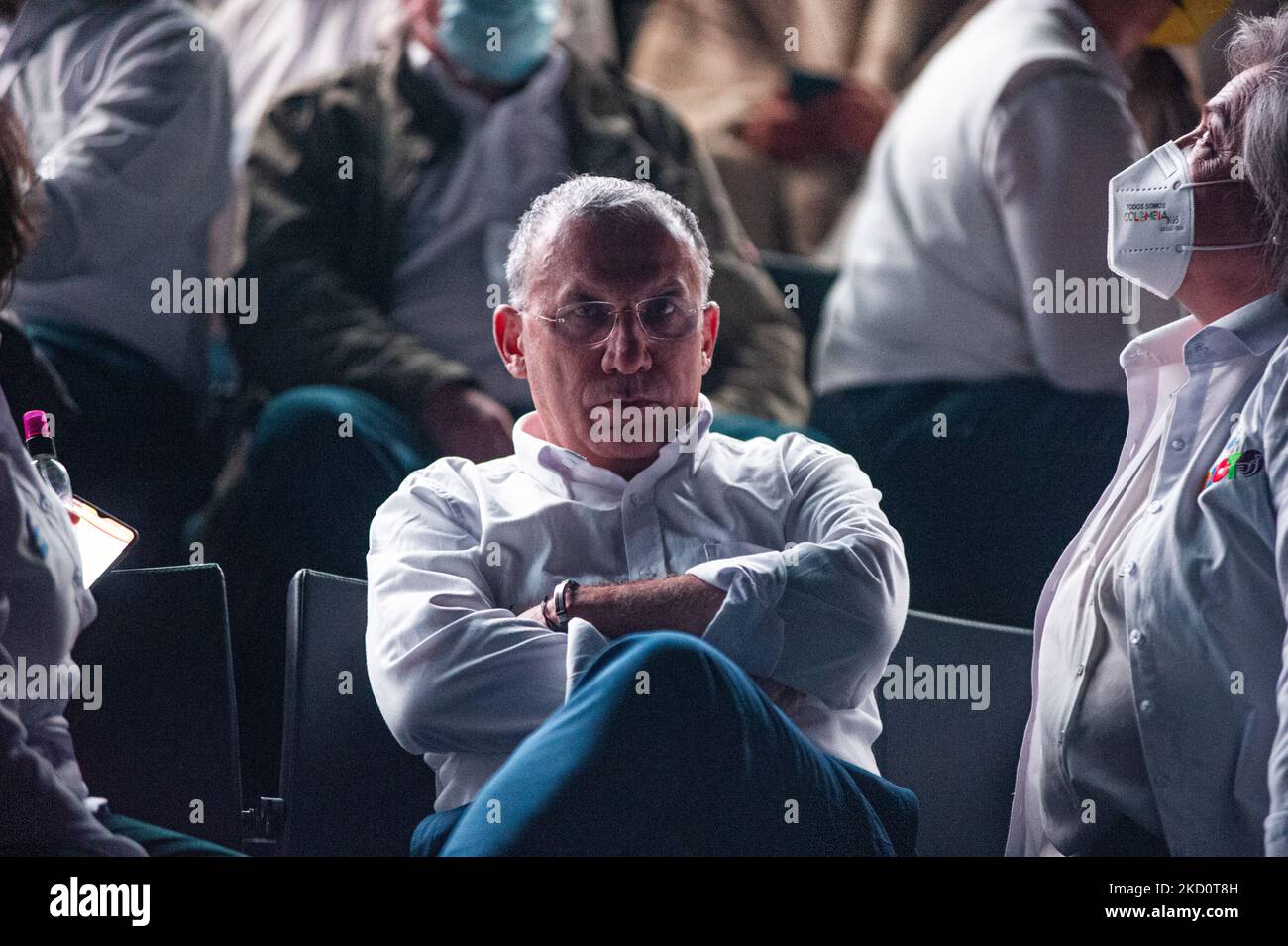 Politico colombiano e candidato al Senato colombiano Roy Barreras si è visto durante un evento per la presentazione dei candidati al congresso nell'alleanza politica chiamata 'PACTO Historico', a Bogotà, Colombia il 19 gennaio 2022. L'alleanza politica diretta dall'ex senatore e secondo tempo corridore per il presidente Gustavo Petro cerca una tolleranza 0 con violenza se eletto. (Foto di Sebastian Barros/NurPhoto) Foto Stock