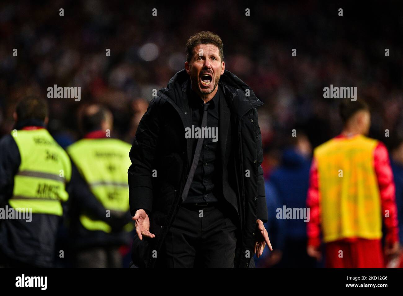 Diego Pablo Simeone celebra un gol durante la partita della Liga tra Atletico de Madrid e Valencia CF a Wanda Metropolitano il 22 gennaio 2022 a Madrid, Spagna. (Foto di Rubén de la Fuente Pérez/NurPhoto) Foto Stock