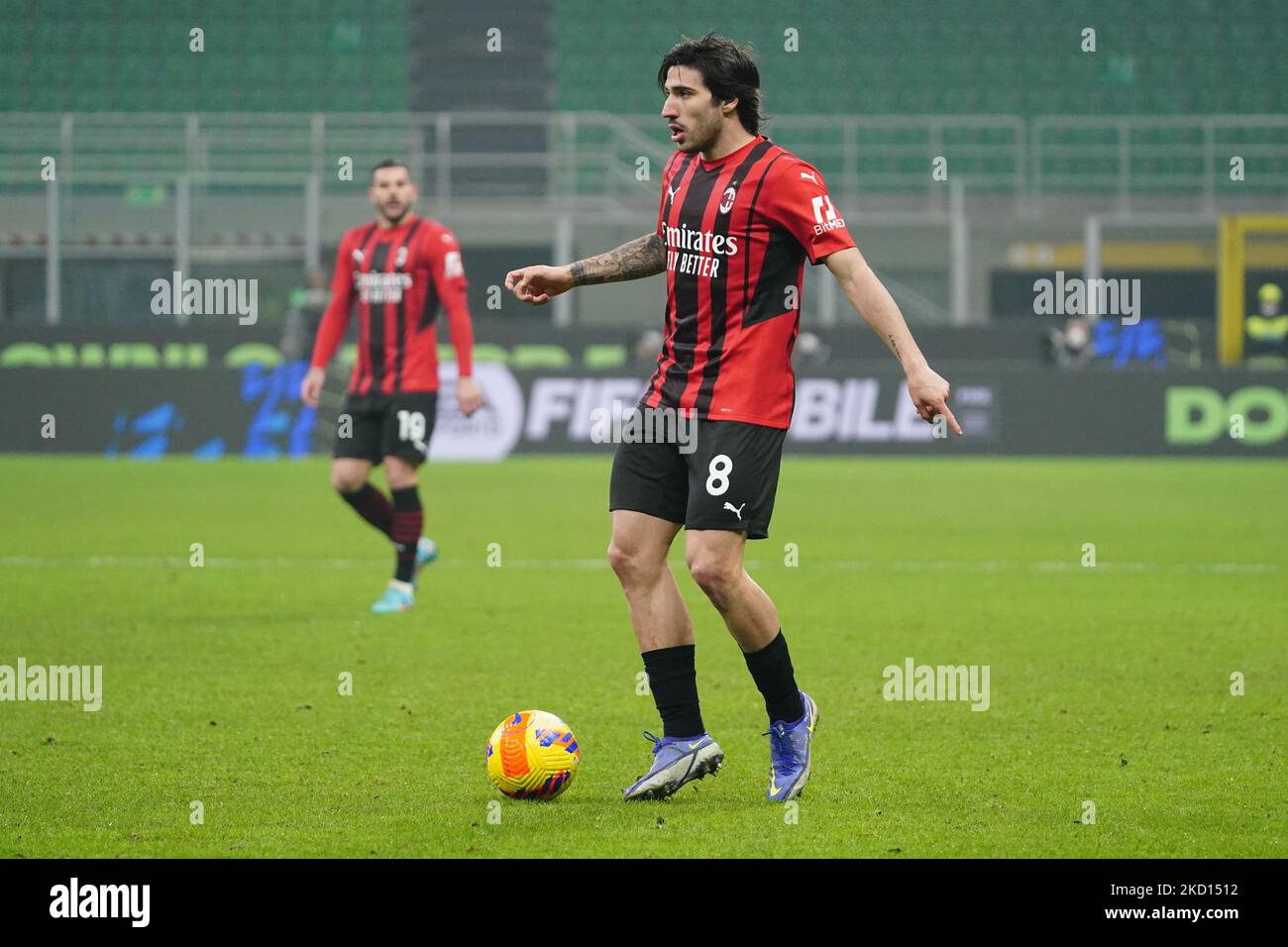 Sandro tonali (AC Milan) durante l'AC Milan contro il FC Juventus, Serie A, allo Stadio Giuseppe Meazza il 23 gennaio 2022. (Foto di Luca Rossini/NurPhoto) Foto Stock