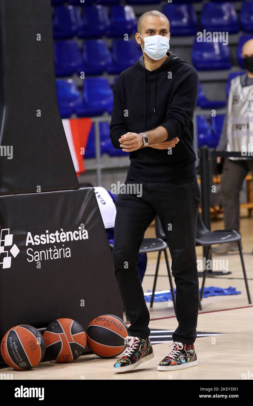 Il presidente e proprietario della Villeurbanne di Lione, Tony Parker, durante la partita tra FC Barcelona e ASVEL Lyon-Villeurbanne, corrispondente alla settimana 23 dell'Eurolega, disputata al Palau Blaugrana, il 27th gennaio 2022, a Barcellona, Spagna. -- (Foto di Urbanandsport/NurPhoto) Foto Stock