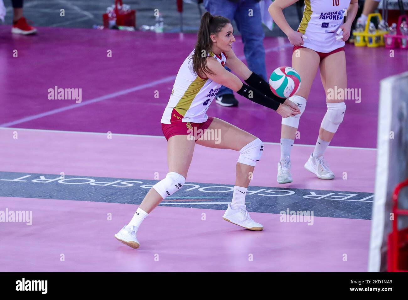 Lena Stigrot (Volley Roma) durante il Volley Serie Italiana A1 Women Match acqua&Sapone Roma Volley Club vs Bartoccini Fortinfissi Perugia il 30 gennaio 2022 alla pala EUR di Roma (Foto di Luigi Mariani/LiveMedia/NurPhoto) Foto Stock