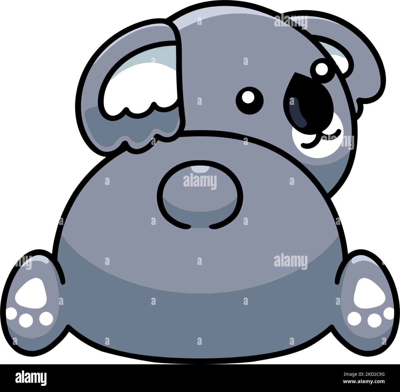 Un carino kawaii koala personaggio cartone animato che guarda indietro con una felice espressione su uno sfondo bianco Illustrazione Vettoriale