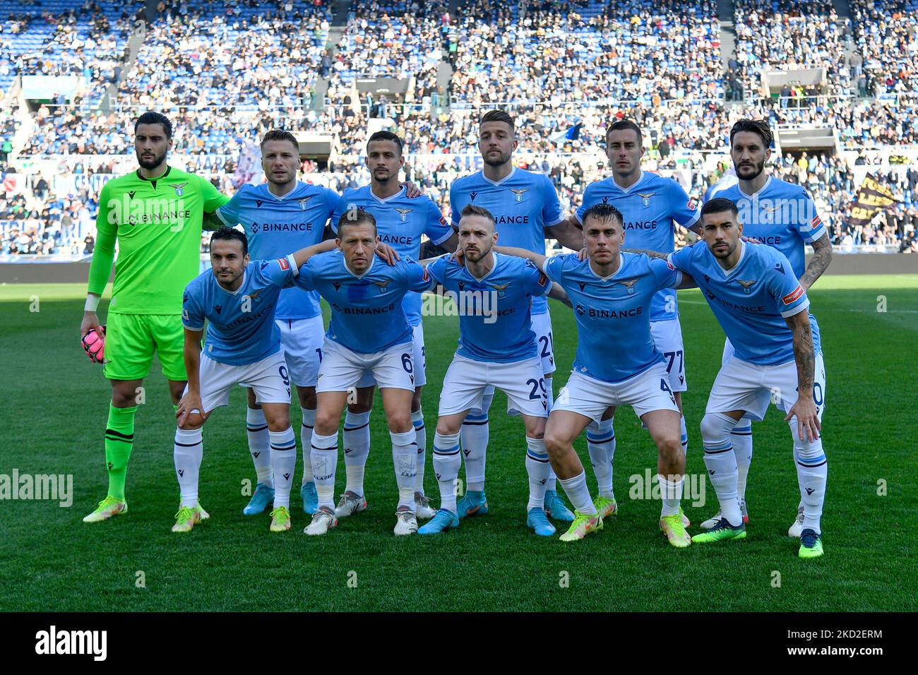 Squadra SS Lazio durante il Campionato Italiano di Calcio una partita del 2021/2022 tra SS Lazio vs Bologna FC allo Stadio Olimpico di Roma il 12 febbraio 2022. (Foto di Fabrizio Corradetti/LiveMedia/NurPhoto) Foto Stock