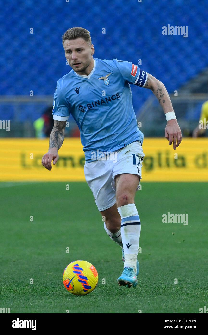 Ciro immobile (SS Lazio) durante il Campionato Italiano di Calcio una partita del 2021/2022 tra SS Lazio vs Bologna FC allo Stadio Olimpico di Roma il 12 febbraio 2022. (Foto di Fabrizio Corradetti/LiveMedia/NurPhoto) Foto Stock